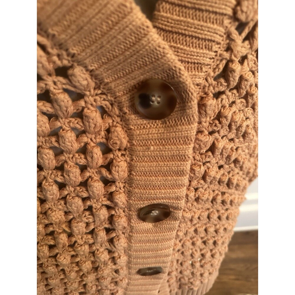 Farm Rio Large Cable Knit Carmel Cardigan Size Large - Picture 5 of 8